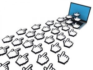 Graphic showing fingers pointing at site. 